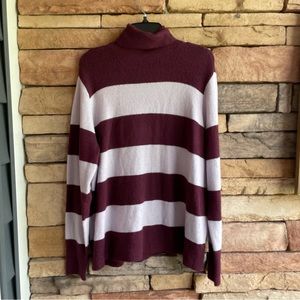 Halogen burgundy and pale purple stripe turtleneck sweater NWT XL